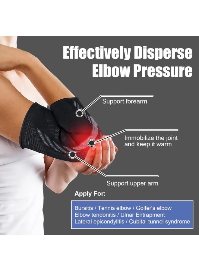 BAZARU 2-Pack Elbow Brace Compression Sleeve  – Adjustable Support for Tennis Elbow, Tendonitis & Arthritis Pain Relief, Breathable Elbow Pads for Gym, Basketball, Golf, Weightlifting (Large) - Image 4