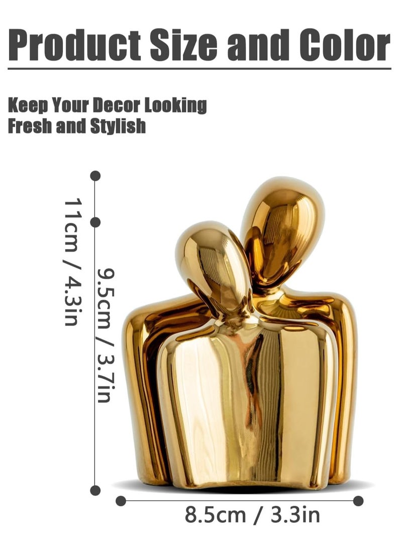Raxoom Mini Couple Statue Tv Stand Decor Items for Living Room, Abstract Sculpture Knick Knacks Home Decor Couples Love Office Show Pieces Gifts for Valentine Birthday (Gold) - Image 2