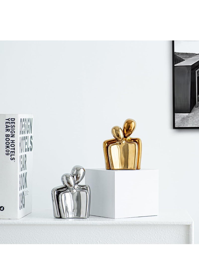Raxoom Mini Couple Statue Tv Stand Decor Items for Living Room, Abstract Sculpture Knick Knacks Home Decor Couples Love Office Show Pieces Gifts for Valentine Birthday (Gold) - Image 4