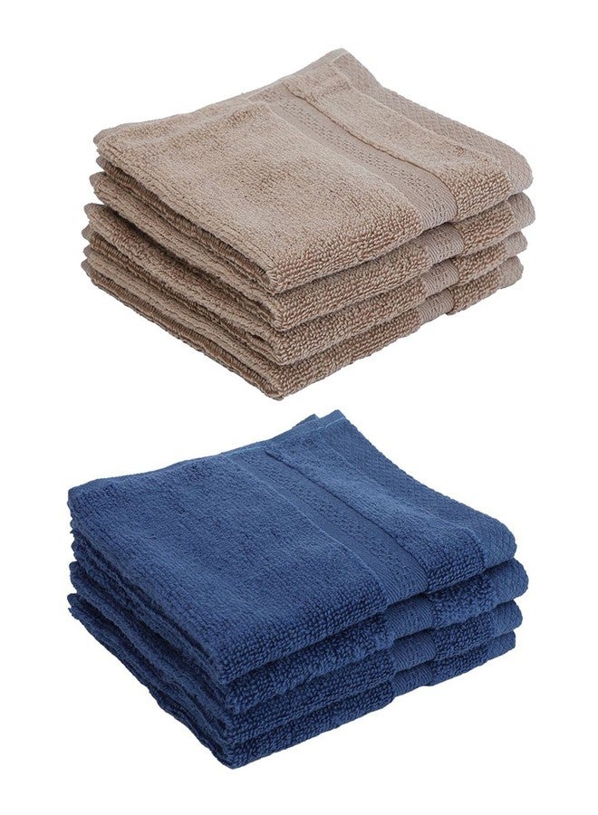 BIANCA Ultra Soft Zero Twist 100% Cotton Towel-8pc Face Towel (Paradiso) | Super Absorbent, Fluffy | AeroCore Organic Technology - for Men, Women, Gym, Kitchen Solid-Wheat/Navy - Image 3