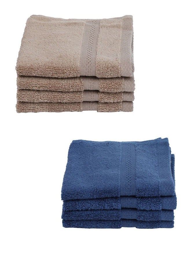 BIANCA Ultra Soft Zero Twist 100% Cotton Towel-8pc Face Towel (Paradiso) | Super Absorbent, Fluffy | AeroCore Organic Technology - for Men, Women, Gym, Kitchen Solid-Wheat/Navy - Image 2