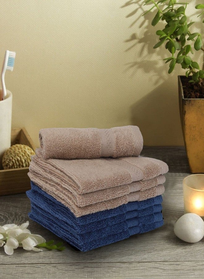 BIANCA Ultra Soft Zero Twist 100% Cotton Towel-8pc Face Towel (Paradiso) | Super Absorbent, Fluffy | AeroCore Organic Technology - for Men, Women, Gym, Kitchen Solid-Wheat/Navy - Image 1
