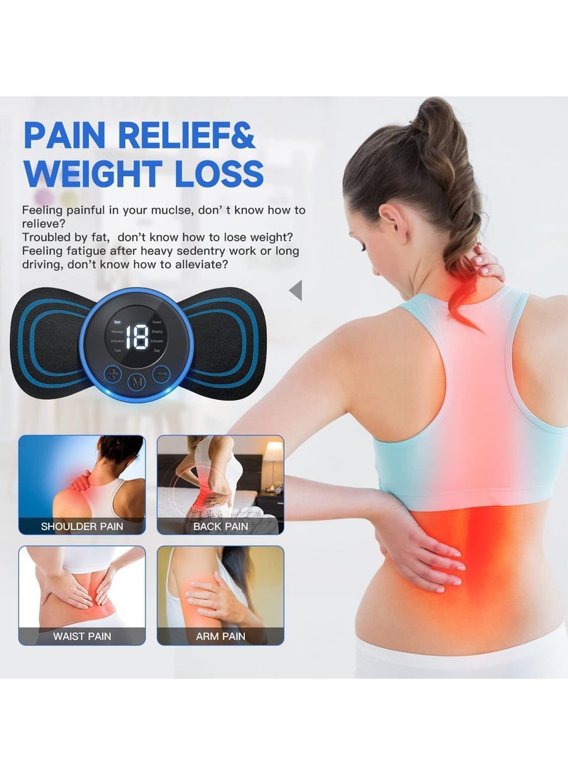Generic 8 Pcs Mini Body Massager with 8 Modes & 19 Strength Levels,  Microcurrent EMS Mini Massage Devic, Wireless Rechargeable Neck & Body Massager Patch for Men & Women - Portable Electric Massager for Shoulders, Arms, Legs.  - Image 2