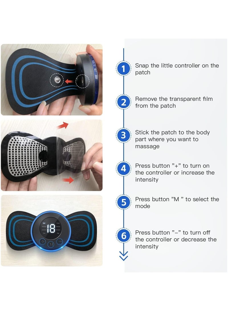 Generic 8 Pcs Mini Body Massager with 8 Modes & 19 Strength Levels,  Microcurrent EMS Mini Massage Devic, Wireless Rechargeable Neck & Body Massager Patch for Men & Women - Portable Electric Massager for Shoulders, Arms, Legs.  - Image 5