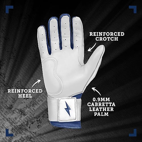 BRUCE BOLT Chrome Series Long Cuff Navy Batting Glove - Navy Small - Image 3