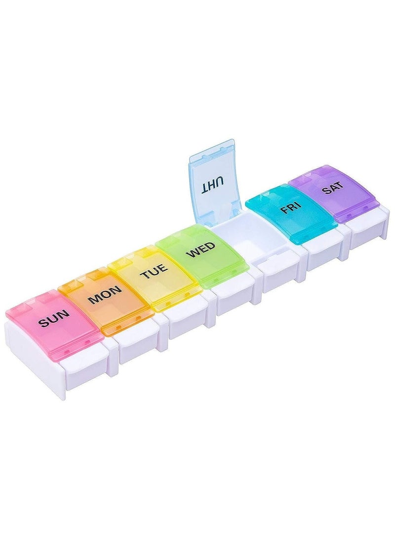 Scrolls Weekly Pill Organizer with 7 Compartments, Rainbow Colours, Portable Medicine Box Large Daily Pill Cases for Pills/Vitamin/Fish Oil/Supplements - Image 1