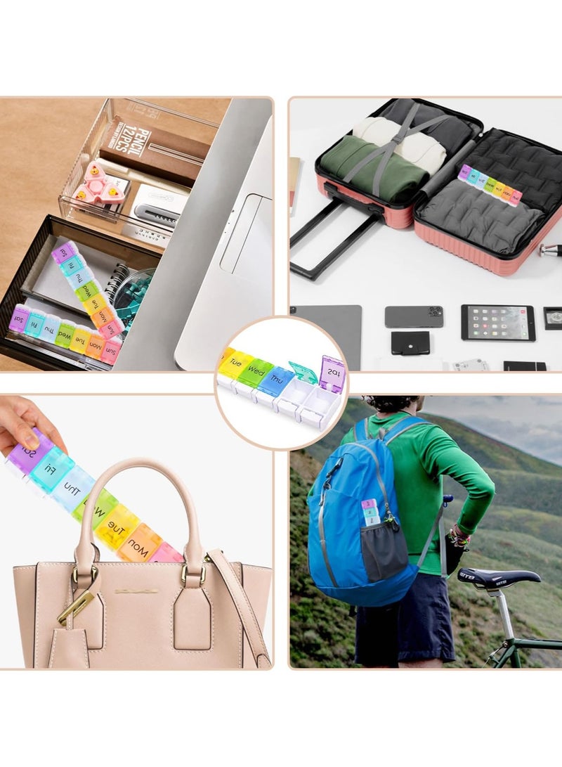 Scrolls Weekly Pill Organizer with 7 Compartments, Rainbow Colours, Portable Medicine Box Large Daily Pill Cases for Pills/Vitamin/Fish Oil/Supplements - Image 3