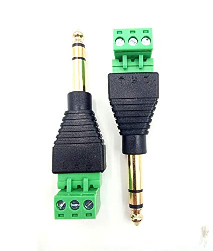 Haokiang 6.35mm Audio Video TRS Stereo Male to 3 Pin Screw Terminal Female AUX Headphone Balum Converter Adapter (2-Pack) (6.35 M/AV TRS) - Image 5