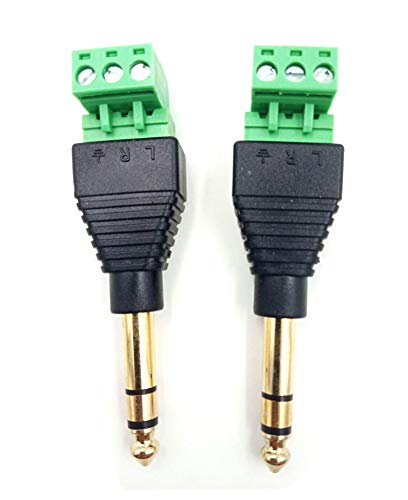 Haokiang 6.35mm Audio Video TRS Stereo Male to 3 Pin Screw Terminal Female AUX Headphone Balum Converter Adapter (2-Pack) (6.35 M/AV TRS) - Image 3