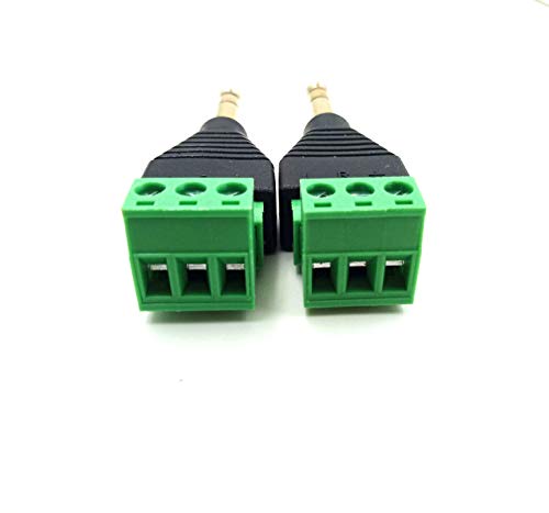 Haokiang 6.35mm Audio Video TRS Stereo Male to 3 Pin Screw Terminal Female AUX Headphone Balum Converter Adapter (2-Pack) (6.35 M/AV TRS) - Image 4
