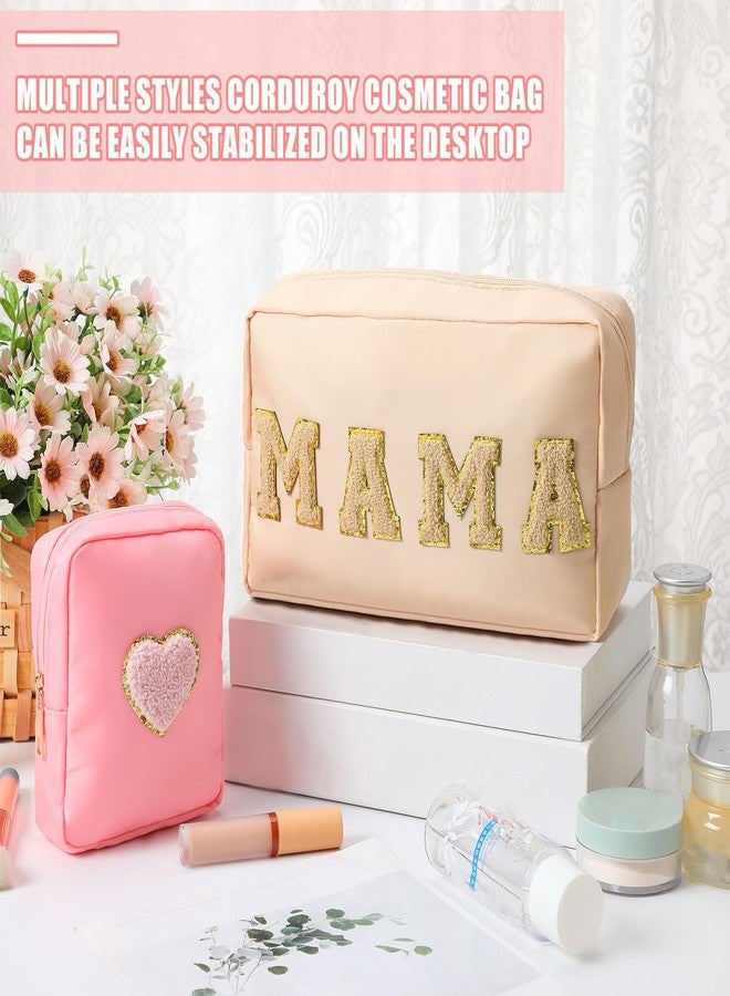 هوليري حقيبة مكياج أنيقة من قطعتين من هوليري، هدية مثالية للأمهات، مصنوعة من قماش الشنيل، حقيبة نايلون محمولة مقاومة للماء، حقيبة مكياج للسفر مزودة بسحاب، منظم أنيق للنساء، هدية عيد ميلاد للأمهات - Image 2