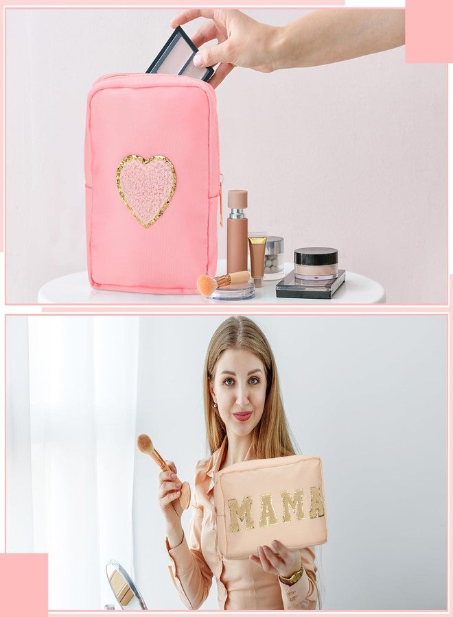 هوليري حقيبة مكياج أنيقة من قطعتين من هوليري، هدية مثالية للأمهات، مصنوعة من قماش الشنيل، حقيبة نايلون محمولة مقاومة للماء، حقيبة مكياج للسفر مزودة بسحاب، منظم أنيق للنساء، هدية عيد ميلاد للأمهات - Image 5
