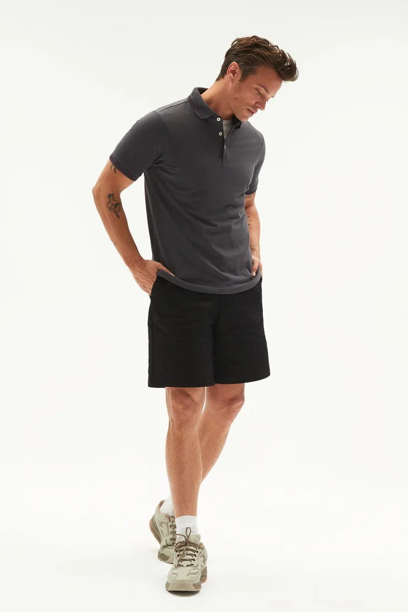 JUNE Men's Regular Fit 100% Cotton Striped Detailed Polo Neck T-Shirt