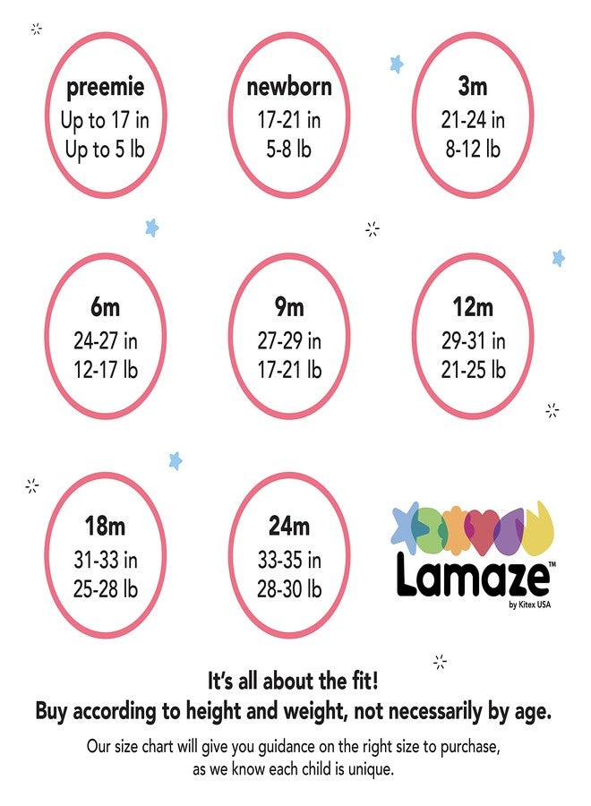 Lamaze Baby Girls' Super Combed Natural Cotton Sleep n Play,Zipper Closure Footed Sleepwear, 2 Pk, Pink/Rainbow Stripes, Newborn - Image 3
