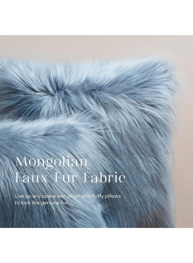 Phantoscope Pack of 2 Faux Fur Solid Throw Decorative Pillow Cover Cushion Covers Luxury Soft Decorative Pillowcase Fuzzy Pillow Covers for BedCouchNavy Blue 20 x 20 Inches - Image 4
