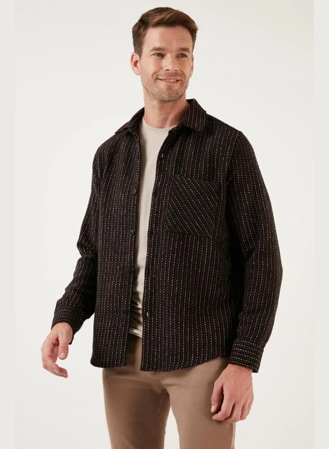 Buratti Patterned Pocketed Regular Fit Long Sleeve Winter Shirt for Men SHIRT CF24W127187