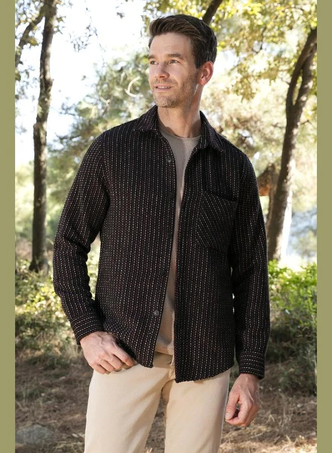 Buratti  Buratti Patterned Pocketed Regular Fit Long Sleeve Winter Shirt for Men SHIRT CF24W127187 for Men | Best Price UAE