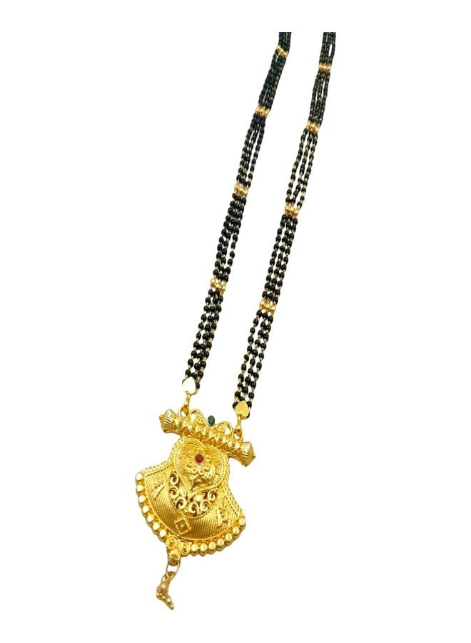 Swaroop Designer Mangalsutra For Women Stylish New Gold Plated Mangalsutra Long Size Heavy Design Long Black Bead Chain 176 - Image 1