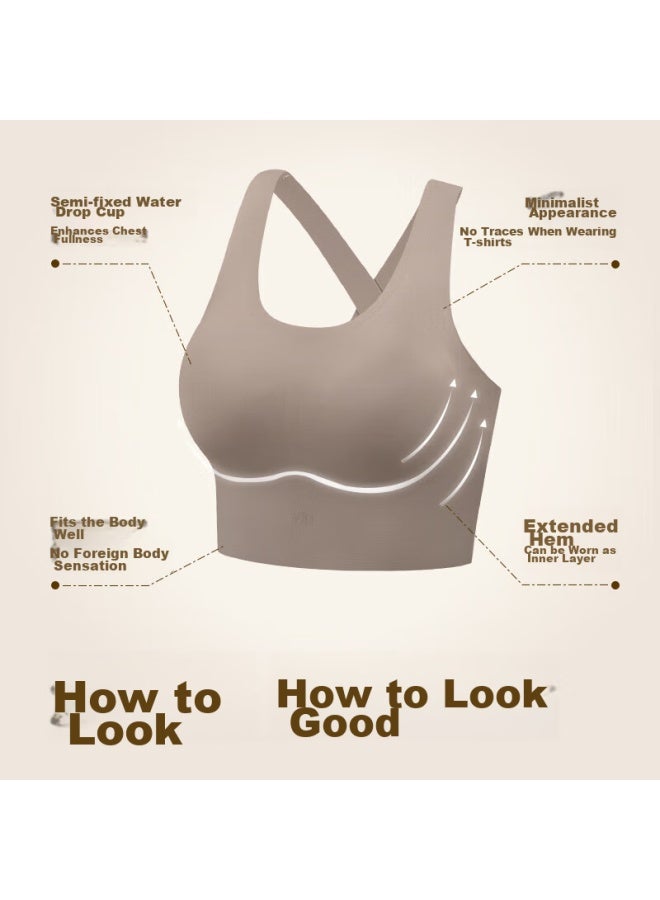 Vfu Women's Sports Bra, Suitable For Outer Wear, Versatile, Shock-absorbing, Yoga Fitness Tank Top, Night Sky Blue, L - Image 4