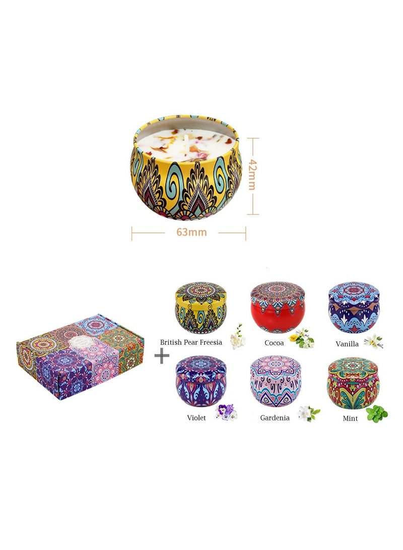 HaHaHai 6 Pack Scented Candles Gift Set – Natural Soy Wax with Dried Flowers – Long Lasting Aromatherapy Jar Candles for Home Fragrance, Yoga & Relaxation – Ideal Ramadan Gift  & Eid Home Décor - Image 2