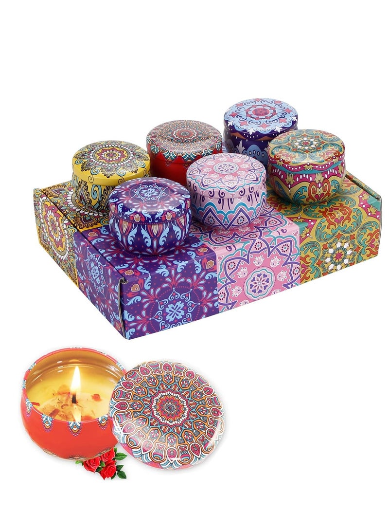 HaHaHai 6 Pack Scented Candles Gift Set – Natural Soy Wax with Dried Flowers – Long Lasting Aromatherapy Jar Candles for Home Fragrance, Yoga & Relaxation – Ideal Ramadan Gift  & Eid Home Décor - Image 4
