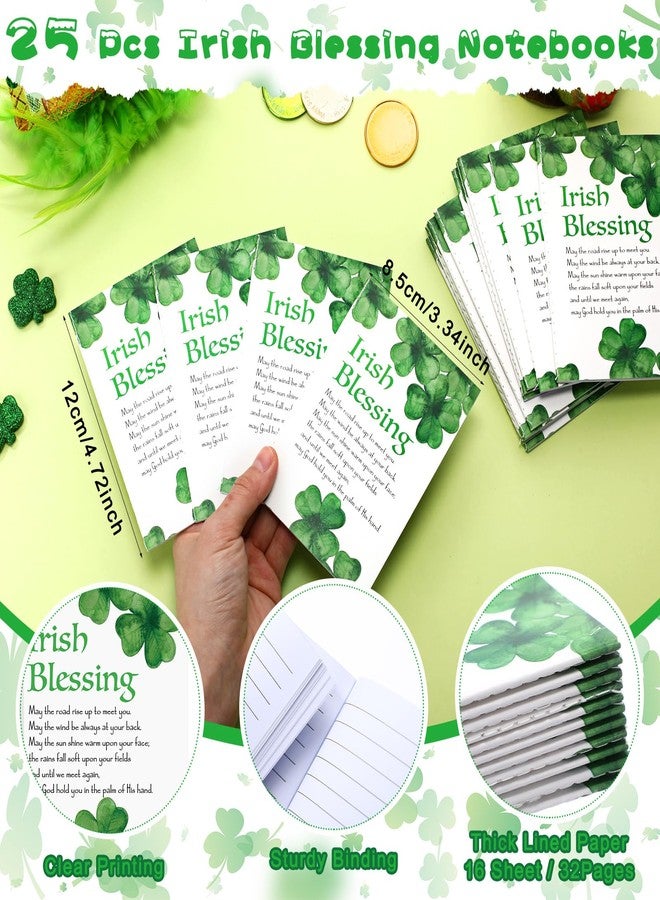 Fullhawl 25 Sets St Patricks Day Gifts for Coworkers Shamrock Ballpoint Pens with Irish Blessing Notebook Thank You Tags Irish Party Favors School Gifts for Staff Teacher Coworker - Image 3