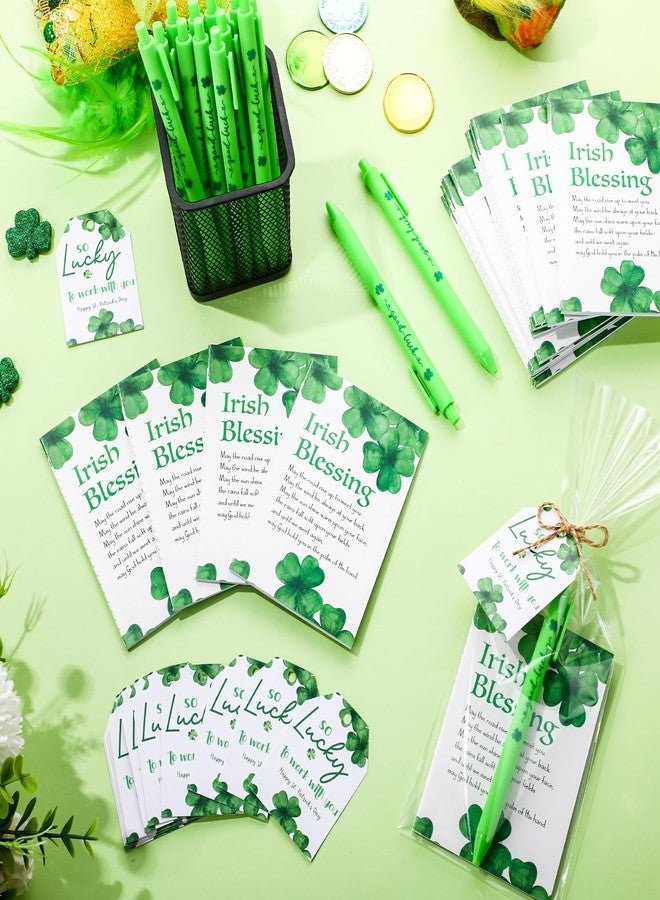 Fullhawl 25 Sets St Patricks Day Gifts for Coworkers Shamrock Ballpoint Pens with Irish Blessing Notebook Thank You Tags Irish Party Favors School Gifts for Staff Teacher Coworker - Image 5