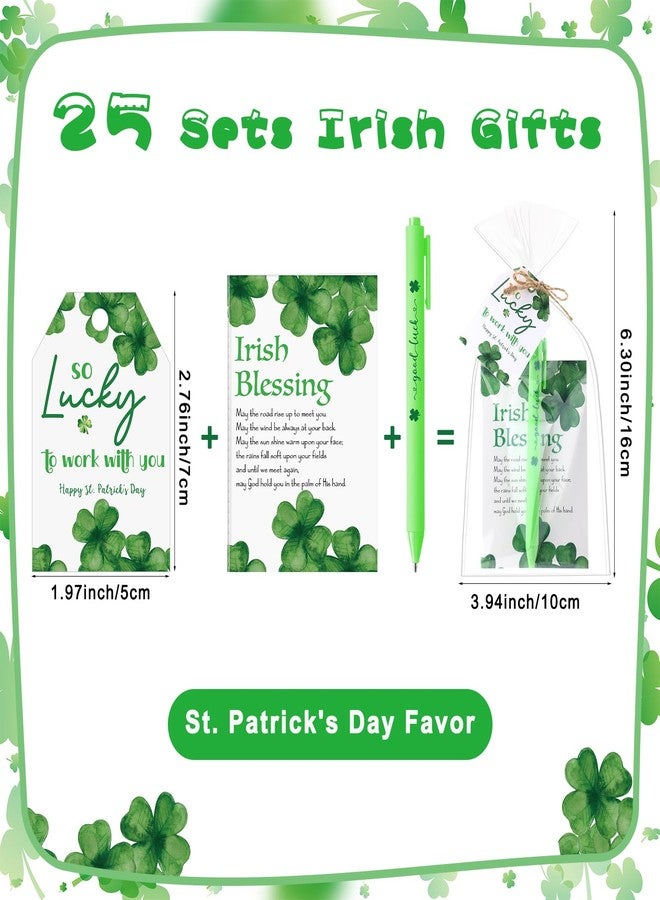 Fullhawl 25 Sets St Patricks Day Gifts for Coworkers Shamrock Ballpoint Pens with Irish Blessing Notebook Thank You Tags Irish Party Favors School Gifts for Staff Teacher Coworker - Image 4