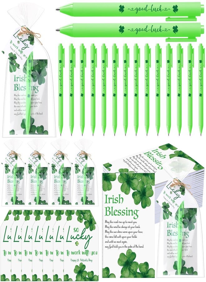Fullhawl 25 Sets St Patricks Day Gifts for Coworkers Shamrock Ballpoint Pens with Irish Blessing Notebook Thank You Tags Irish Party Favors School Gifts for Staff Teacher Coworker - Image 1