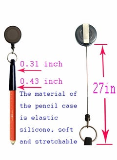 Y&D Retractable Pen Reel, Elastic Silicone Pencil Holder, Duty Pull Pen, 8 Pcs  - Image 2