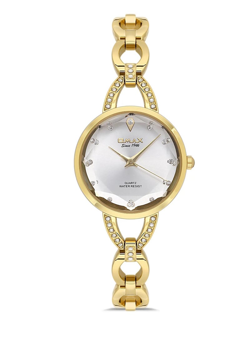 OMAX - Omax Women's Casual Luxury Wrist Watch, Watches for Women, Stainless Watches, Steel Gold Band, White Analog Dial, Waterproof Watch, 1 Year Warranty - Image 1