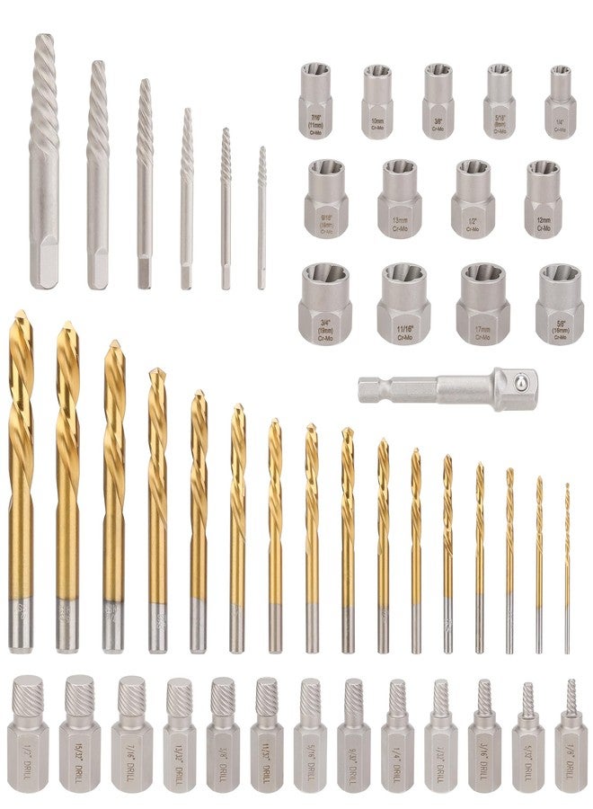 Hromee 49PCS Screw & Bolt Extractor and Left Drill Bit Set, Easy Out Extractor Set for Broken Nuts Bolts and Stripped Screw - Image 2