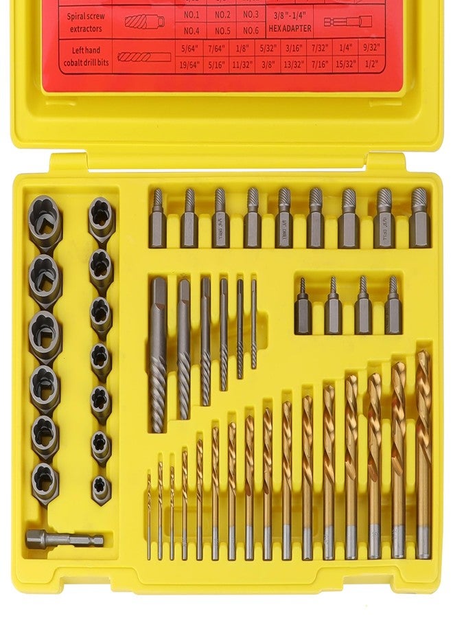 Hromee 49PCS Screw & Bolt Extractor and Left Drill Bit Set, Easy Out Extractor Set for Broken Nuts Bolts and Stripped Screw - Image 1