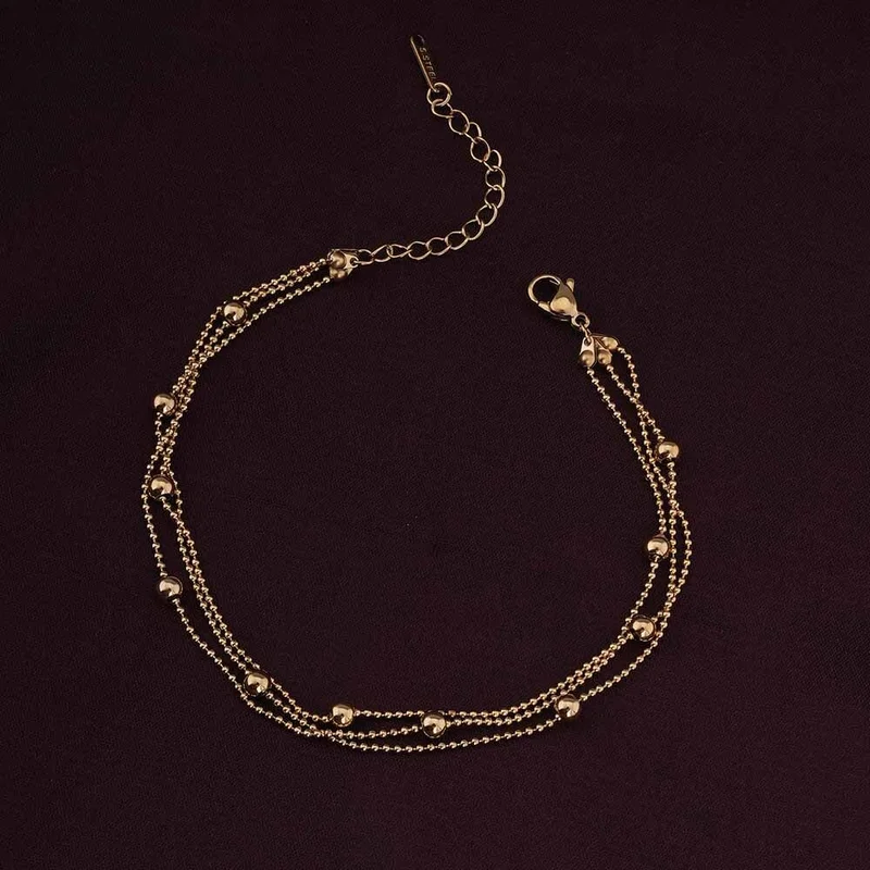 بالموناس 18K Gold Tone Plated Classic Sunbeam Anklet For Women - Waterproof & Anti-Tarnish