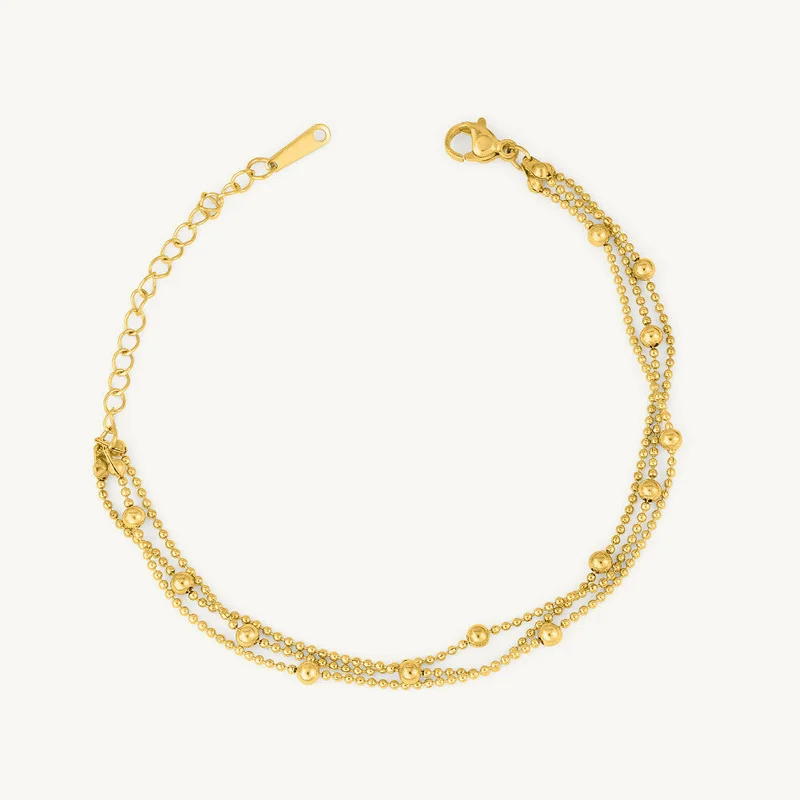بالموناس 18K Gold Tone Plated Classic Sunbeam Anklet For Women - Waterproof & Anti-Tarnish