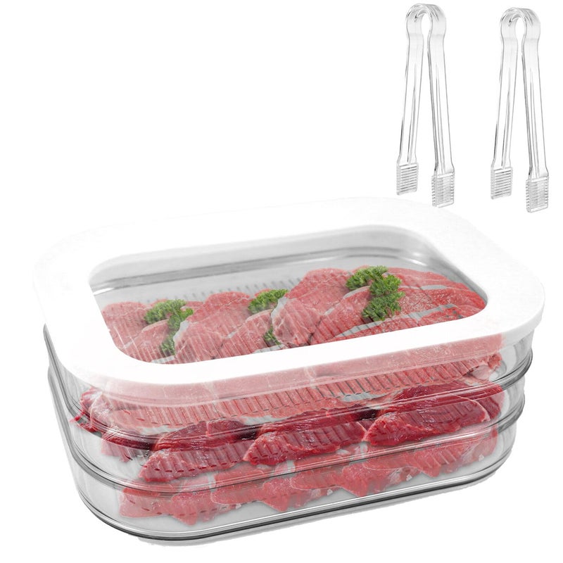 Abnaok Deli Meat Container for Fridge, Bacon Lunch Meat Container for Refrigerator, Meal Prep Containers, Stackable Food Storage Boxes with Lid for Cold Cuts, Salami, Deli, Lunch Meat, BPA Free, 18.6oz - Image 1