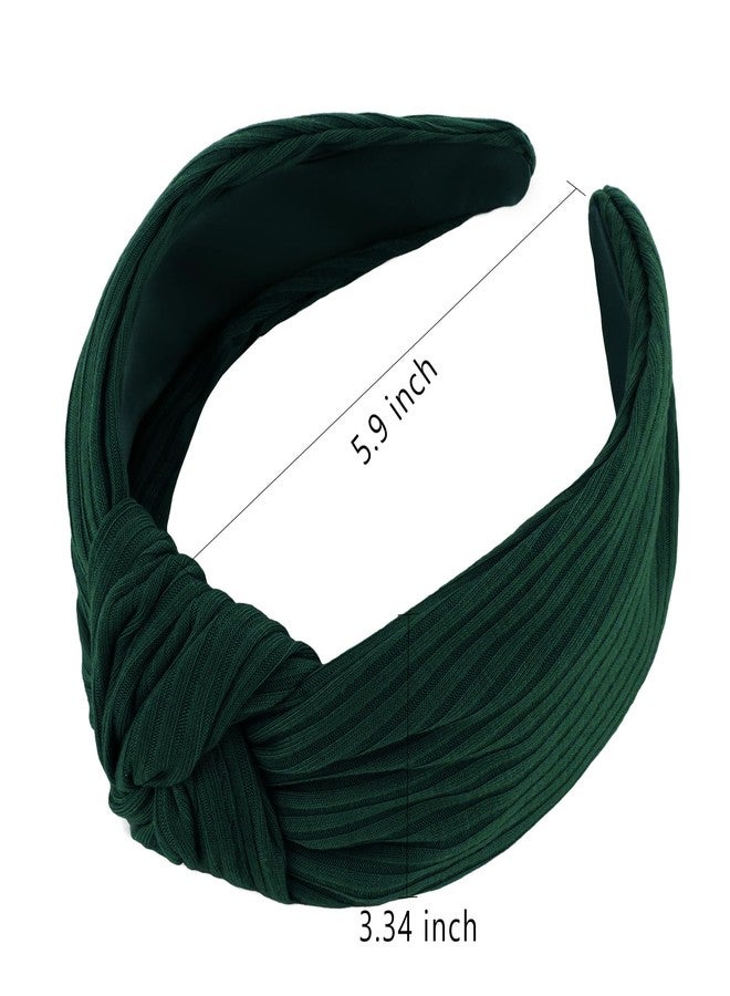 YISSION Wide Knotted Headbands for Women Non Slip Head Band Green Headband Fashion Top Knot Hairband Hair Accessories for Women Girls - Image 2