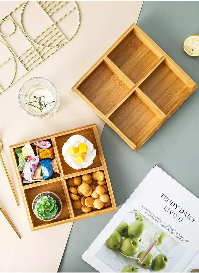 Generic - 1pc 4 Grid Wooden Tray - Image 1