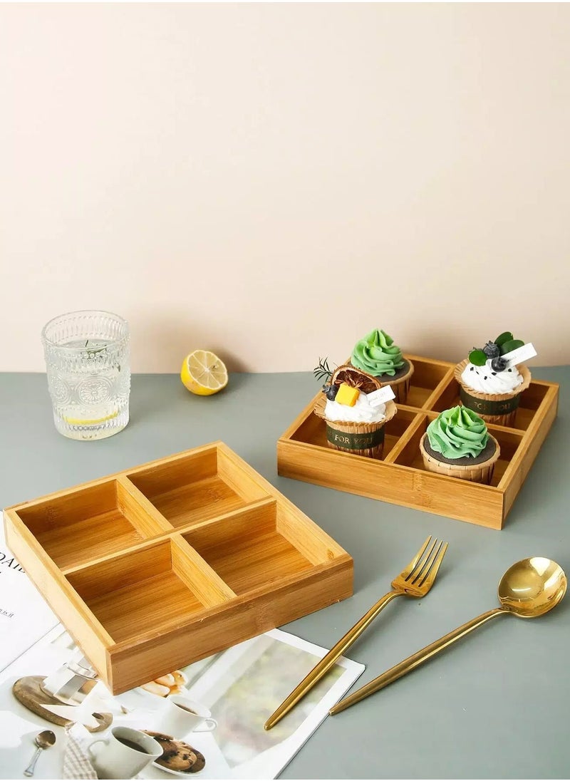 Generic - 1pc 4 Grid Wooden Tray - Image 1