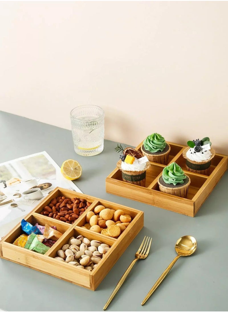 Generic - 1pc 4 Grid Wooden Tray - Image 1