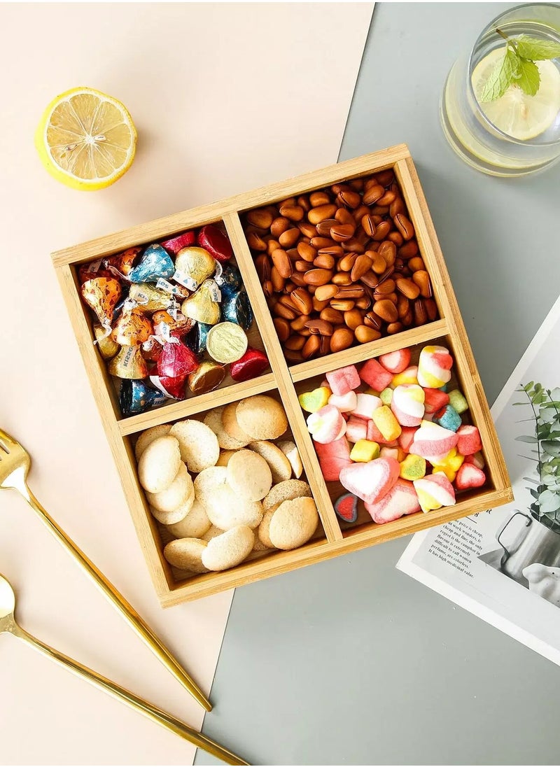 Generic - 1pc 4 Grid Wooden Tray - Image 1