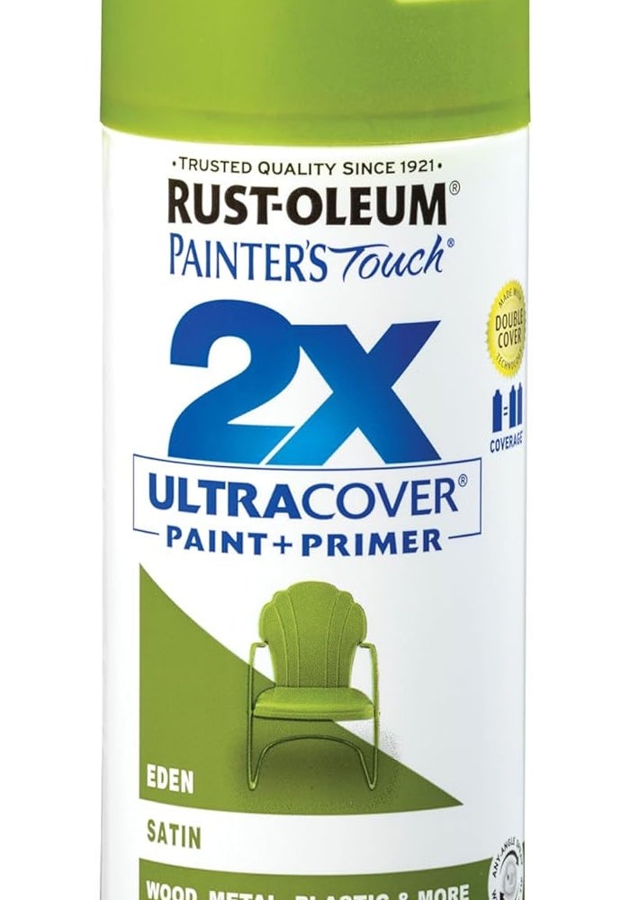 Rust-Oleum Painter's Touch 2X Ultra Cover Spray Paint, Satin Eden, 12 Ounce - Image 1