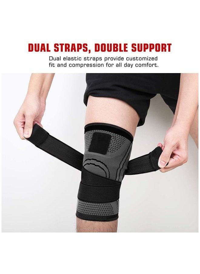 2-Piece Knee Brace Compression Knee Sleeve for Men & Women Knee Pad Support Running Cycling Basketball with Adjustable Strap Wrap - pzsku/Z7986B8954A9B1DE9908EZ/45/_/1652191960/182a4d33-bf92-48ca-b502-aa9cf887fe62