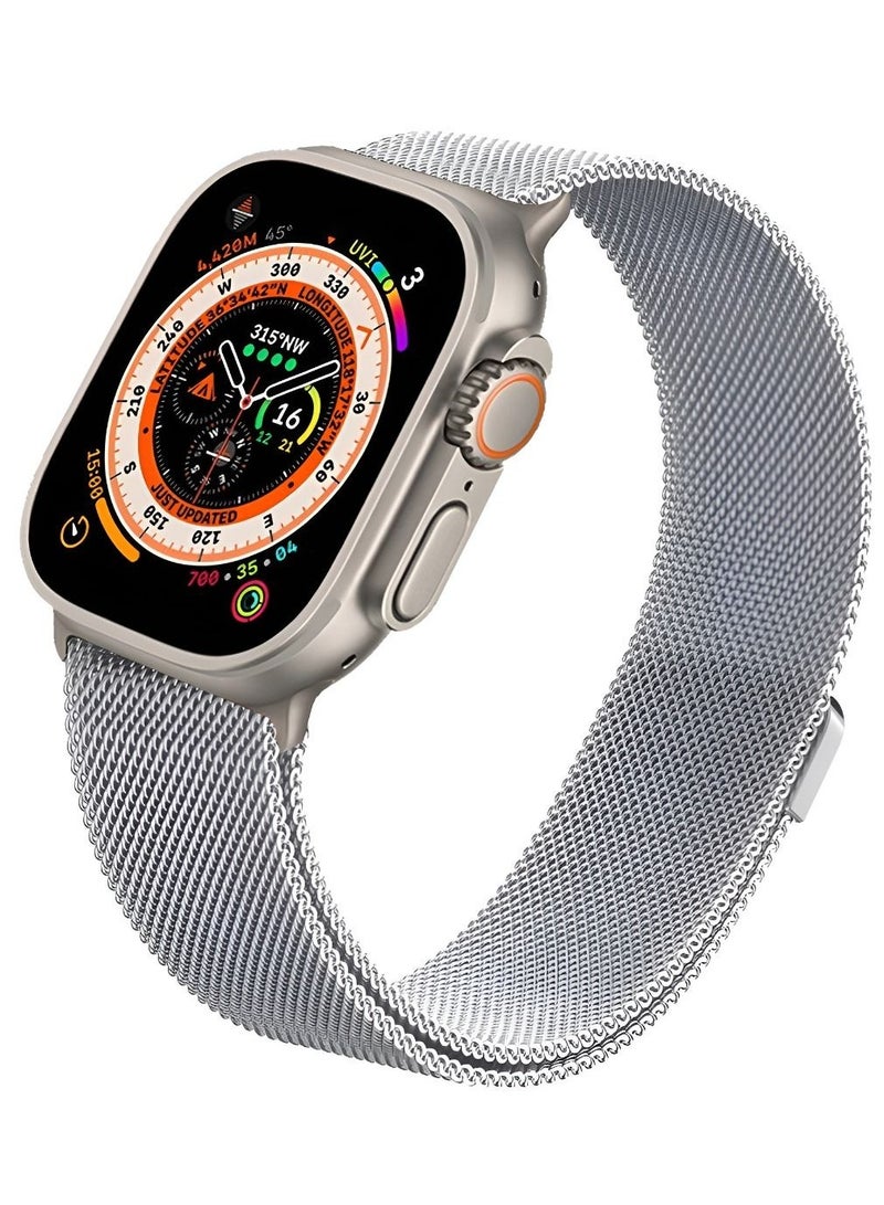 Spigen Metal Fit Apple Watch Band for Apple Watch Ultra 3/2/1 49mm, Series 11/10 46mm, 9/8/7 45mm, SE3/SE2/SE/6/5/4 44mm, 3/2/1 42mm Milanese Band Strap - Silver - Image 1