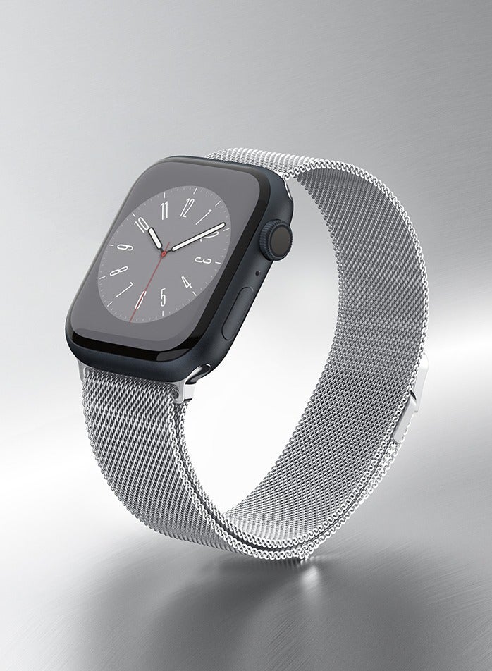 Spigen Metal Fit Apple Watch Band for Apple Watch Ultra 3/2/1 49mm, Series 11/10 46mm, 9/8/7 45mm, SE3/SE2/SE/6/5/4 44mm, 3/2/1 42mm Milanese Band Strap - Silver - Image 3