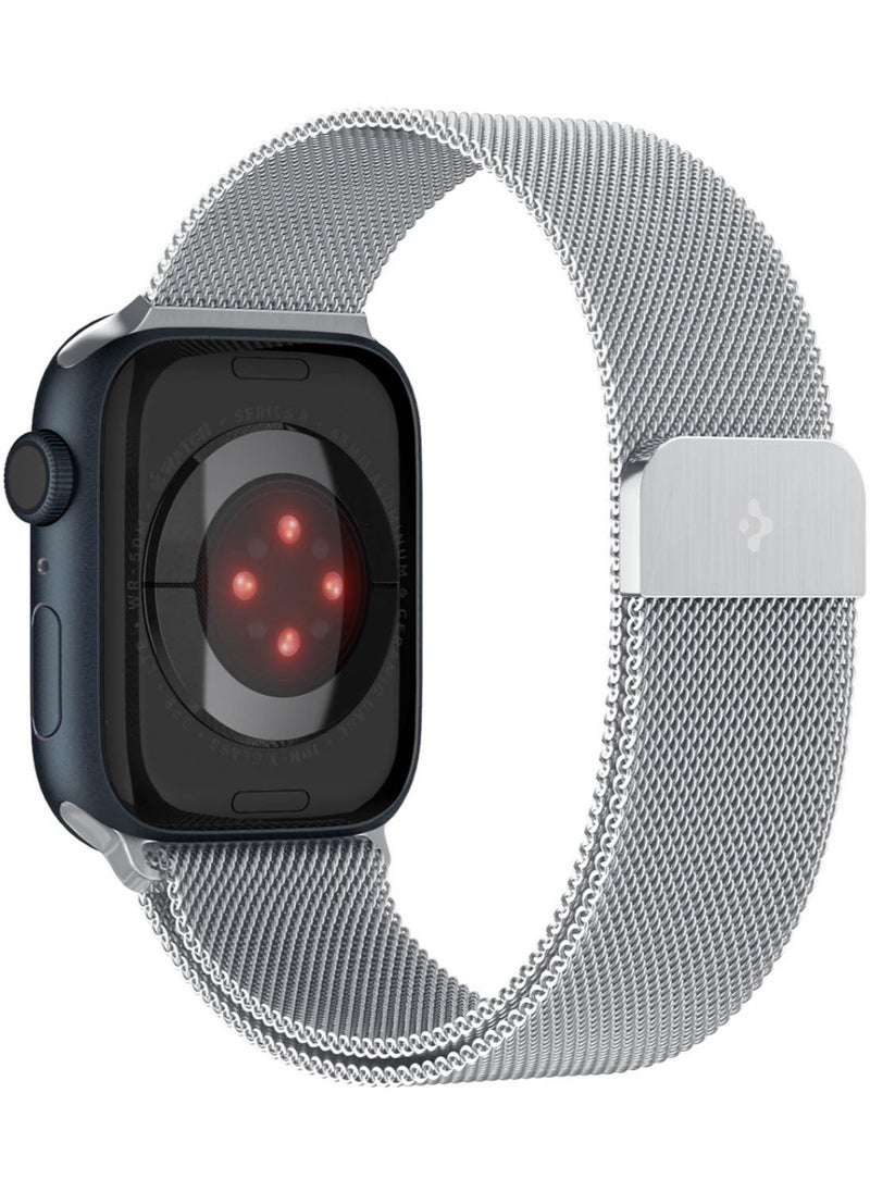Spigen Metal Fit Band for Apple Watch Ultra 2 /Apple Watch Ultra (49mm) / Series 9/8/7 (45mm), Series SE2/6/SE/5/4 (44mm) and Series 3/2/1 (42mm) Milanese Band Strap - Silver  - Image 2