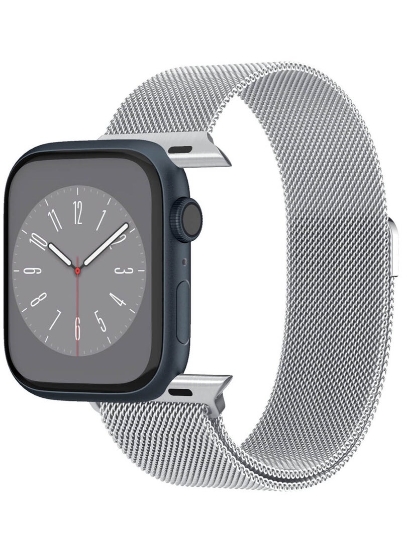 Spigen Metal Fit Band for Apple Watch Ultra 2 /Apple Watch Ultra (49mm) / Series 9/8/7 (45mm), Series SE2/6/SE/5/4 (44mm) and Series 3/2/1 (42mm) Milanese Band Strap - Silver  - Image 3