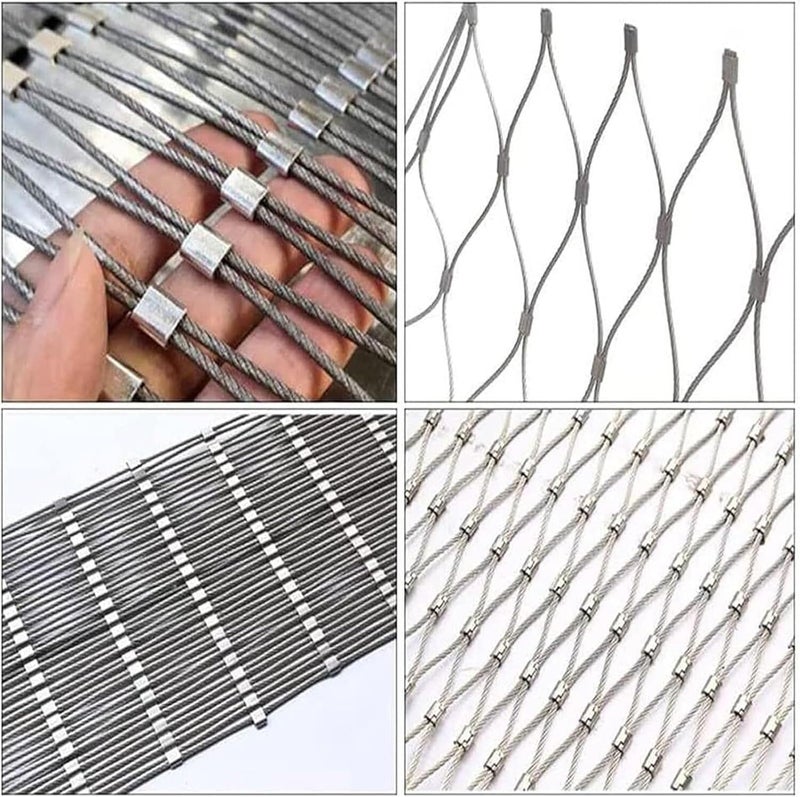Stainless Steel Rope Wire Mesh 304 Stainless Steel Rope Net, Balcony Stair Wire Rope Durable Barrier Fence, Garden Playground Protection Net for Zoo Cage Fence, Balcony, Stair(2x8m) - Image 2
