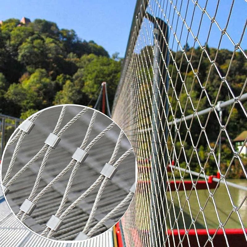 Stainless Steel Rope Wire Mesh 304 Stainless Steel Rope Net, Balcony Stair Wire Rope Durable Barrier Fence, Garden Playground Protection Net for Zoo Cage Fence, Balcony, Stair(2x8m) - Image 3