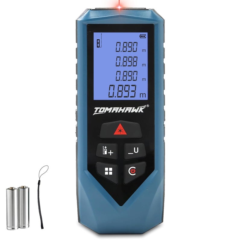 Tomahawk ® TFR-0800 LT Laser Distance Meter MC 80m RL THK | 80m/260ft Range with Backlit LCD | IP54 Waterproof | Versatile Laser Measuring Device | Dust & Water Resistant | GS & CE Certified - Image 1